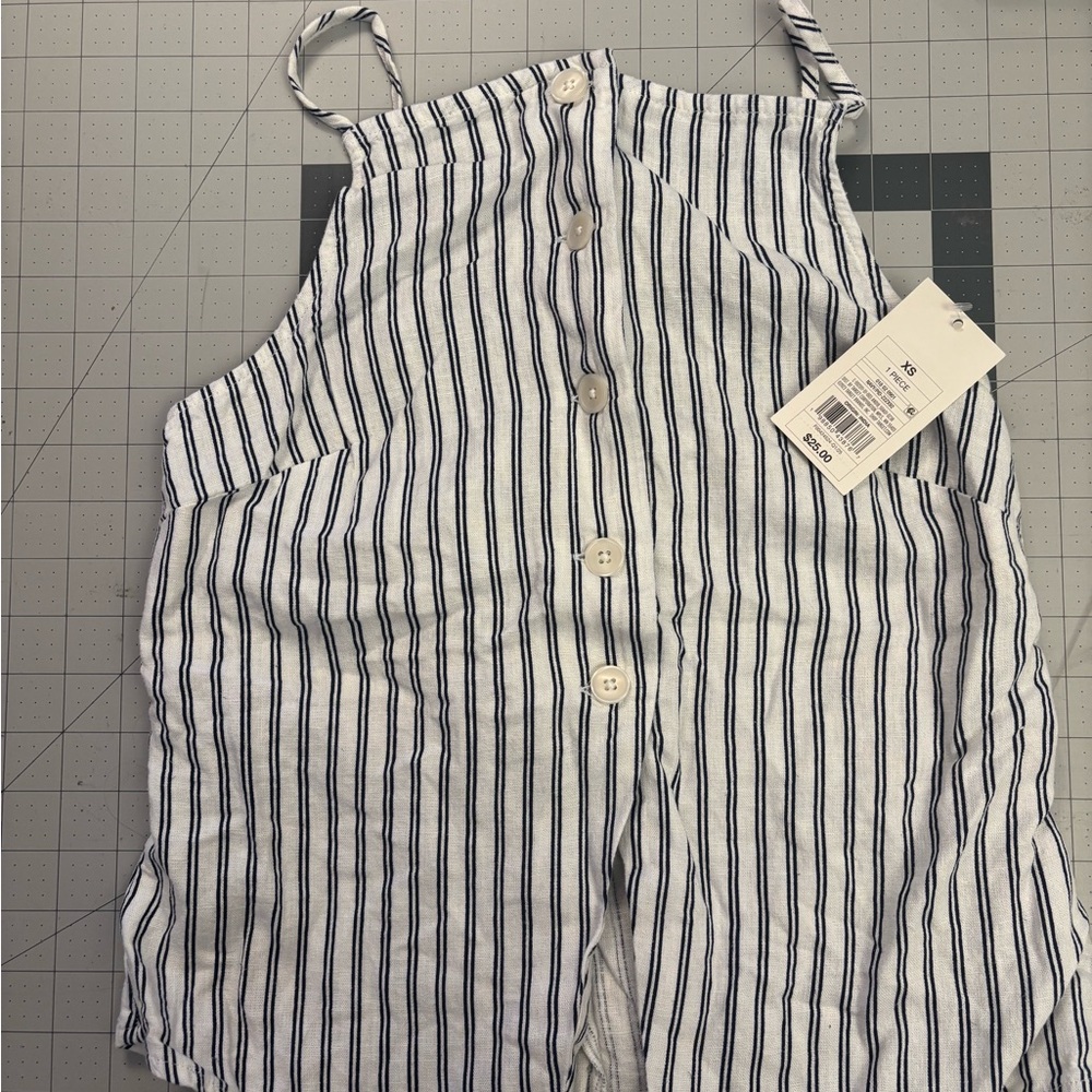 A New Day Navy Striped Sleeveless Romper